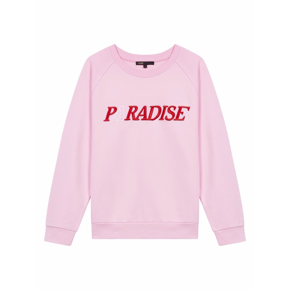 Maje Talina Embroidered Cotton Sweatshirt Women 1 Small Pullover Paradise Cotton